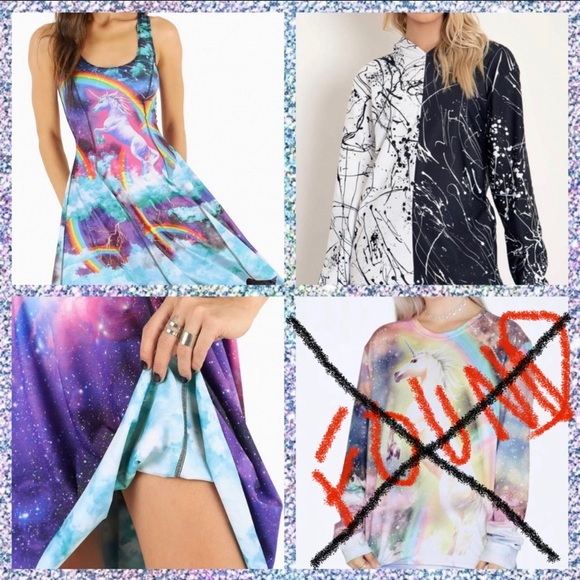 Blackmilk Dresses & Skirts - ISO HELL YEAH VS GALAXY IOD DRESS SPLATTERED SPLIT